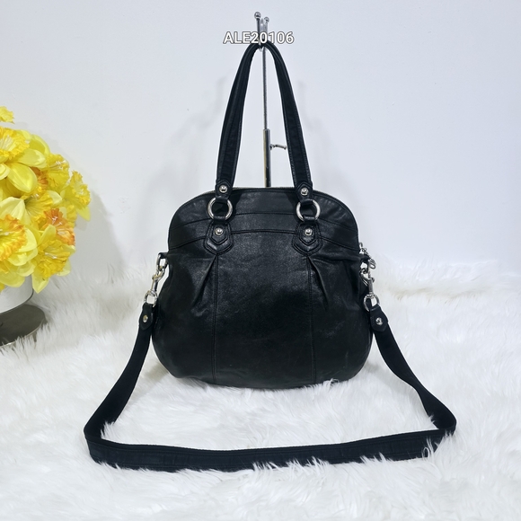 Coach Poppy Black Leather Satchel Shoulder Bag #16283 - Picture 3 of 17